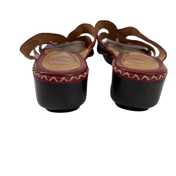 Nurture Comfort Sandals Red Leather Womens Size 8 Lewis Studded Med Wedge Heel - Picture 5 of 10